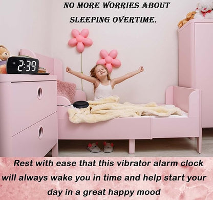 Loud Alarm Clock with Bed Shaker, Vibrating Alarm Clock for Heavy Sleepers, Multifunctional Digital Alarm Clock, Deaf and Hard of Hearing, Full Range Dimmer and Battery Backup (Black, 1)