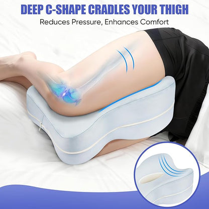 Lengthtened Knee Pillow for Side Sleepers Fully Support Thighs and Knees, Breathable Leg Pillow for Side Sleeping,Plush Support Memory Foam Soothing Relief for Hips, Knees, Joints, Nerves & Muscles