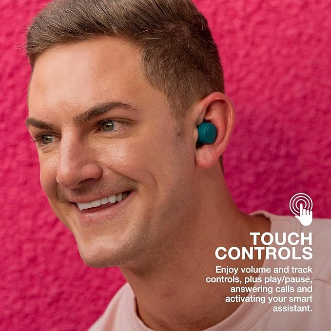 JLab Go Air Pop+ True Wireless Earbuds, in Ear Headphones, Bluetooth Earphones, 35H Playtime Ear Buds, Bluetooth Earbuds with Microphone, USB-C Charging Case, Dual Connect, EQ3 Sound, Teal