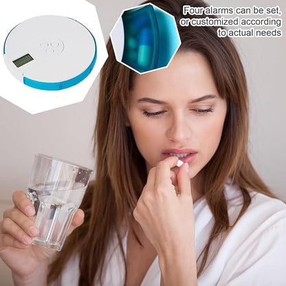 Automatic Pill Dispenser - Pill Organizer with Alarm Reminder, Electronic Medicine Storage Box | Large Digital Display Pills Reminder, 7-Day Tablet Case with 4 Daily Alarms for Home Travel Office