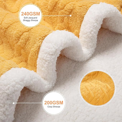 Electric Blanket Full Size 72"X84" Yellow - Soft Thick Warm Sherpa Heated Blanket for Winter with 6 Fast Heating Levels & 10hrs LED Timer Auto Off for Women, Overheat Protection for Bed