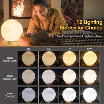 H&B Happy - Light Therapy Lamp 10000 LUX, Sunlight Lamp with 3 Color Temperatures,4 Brightness Levels (Round)