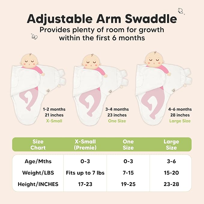3-Pack Organic Baby Swaddle Sleep Sacks - Swaddles for Newborns, Infant 0-3 Months, Baby Girls, Boys, Soft & Snug Newborn Sleep Sack, Nursery Swaddling Blankets (Pure, OS)