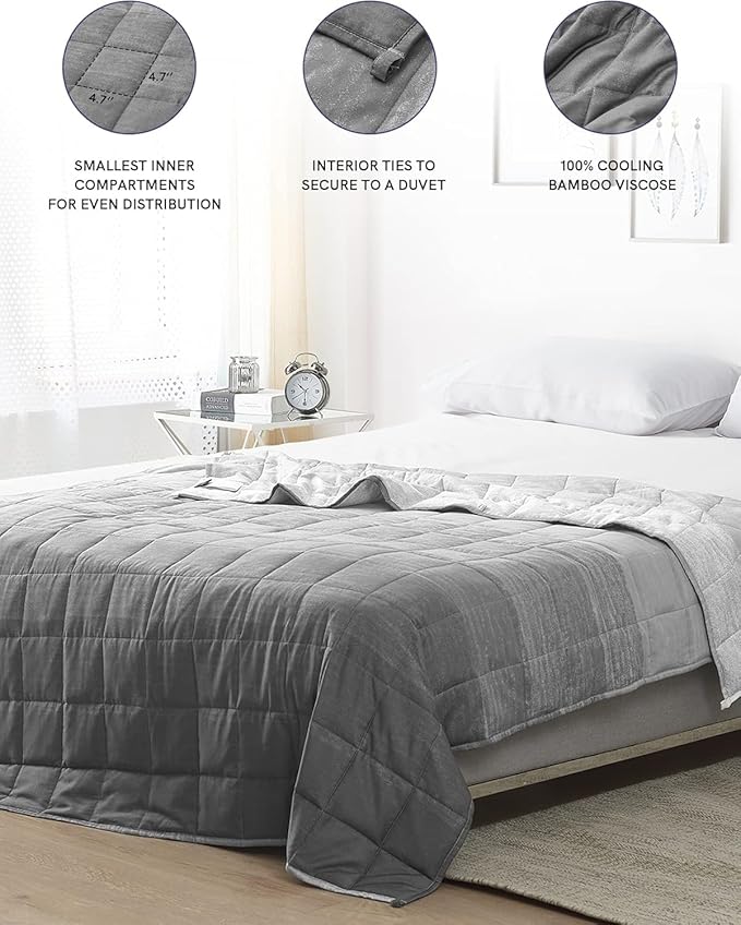 YnM Cooling Weighted Blanket — Oeko-Tex Certified Material (Gradient Dark Grey, 60"x80" 15lbs), Suit for One Person(~140lb) Use on Queen/King Bed