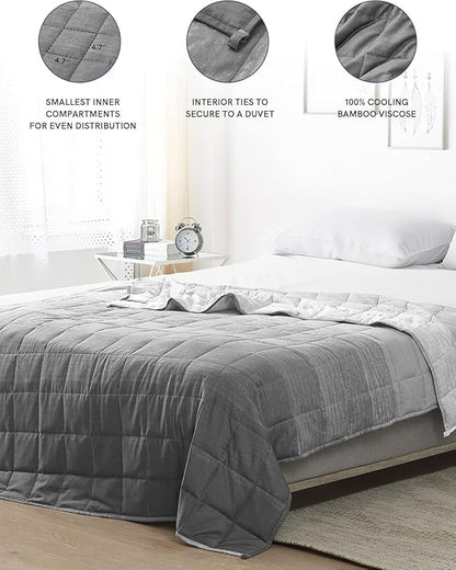 YnM Cooling Weighted Blanket Oeko-Tex Certified Material with Premium Glass Beads (Gradient Dark Grey, 48''x72'' 15lbs), Suit for One Person(~140lb) Use on Twin/Full Bed