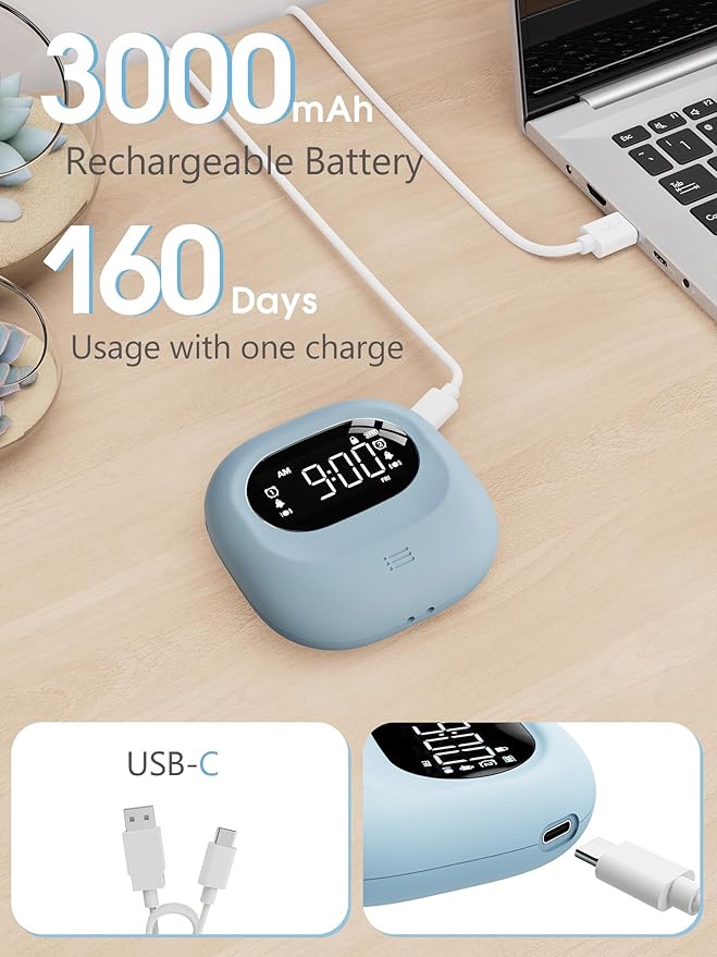 Roxicosly Super Strong Vibrating Alarm Clock for Heavy Sleepers, Small Travel Bed Shaker Clock Under Pillow for Kids Teens Hearing Impaired Deaf, Adjustable Vibration, Cordless, USB Rechargeable