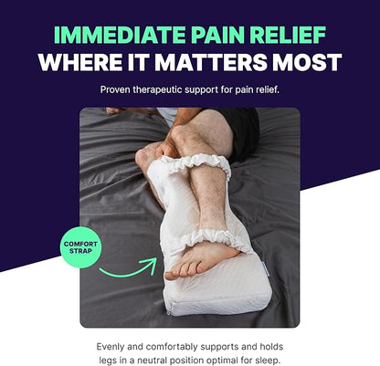 Knee-T Medical Grade Knee Pillow for Side Sleepers – Ultimate Back & Sciatica Pain Relief – Ergonomic Support for Restful Sleep (Standard, Sherpa Cover + Memory Foam)