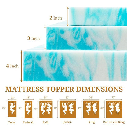 Mattress Topper Queen, 4 Inch Gel Infused Memory Foam Mattress Topper, Pressure Relief, Mattress Pad, Breathable Bed Topper, CertiPUR-US Certified