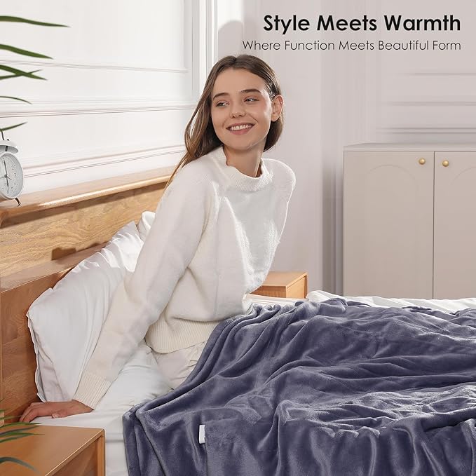 Electric Blanket Full Size Heated Blanket 72''X84'', Purple Heating Blanket Ultra Warm Flannel Electric Heating Blanket with 5 Heat Settings & 10 Hours Auto-Off, Ideal for Grandma Gifts(Lavender)