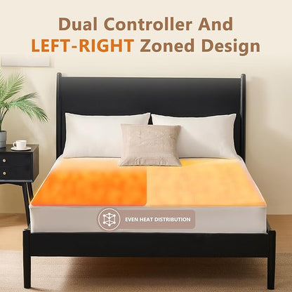 Homemate Heated Mattress Pad California King - 3D Knitted Jacquard Electric Mattress Pad Cal King Bed Warmer with Dual Controller, 10 Heated Setting - Auto Off 8 Hours, Fit Up to 30 Inch, 84"x72"