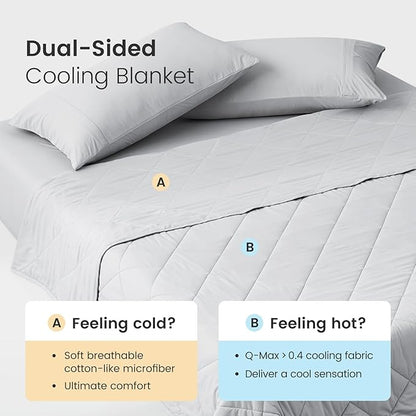 Cozy Bliss Cooling Blanket for Hot Sleepers Twin Size, Q-Max 0.45 Cooling Comfort Throw, Cold Blankets for Night Sweats Sleeping, Ultra-Cool Lightweight Breathable Summer Blanket for Bed, Grey