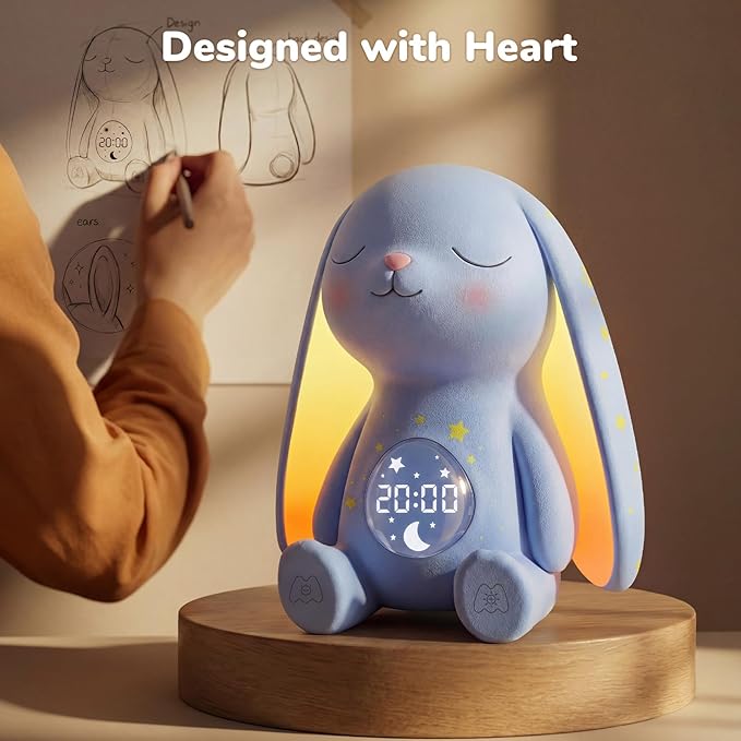 Mom's Choice Awards丨Bunny White Noise Sound Machine Baby for Sleep- AI Cry Detection, 100 Soothing Sounds, 5-Year APP Access Included, Easter Gifts for Baby, Night Light & Sleep Trainer, New Mom Gift