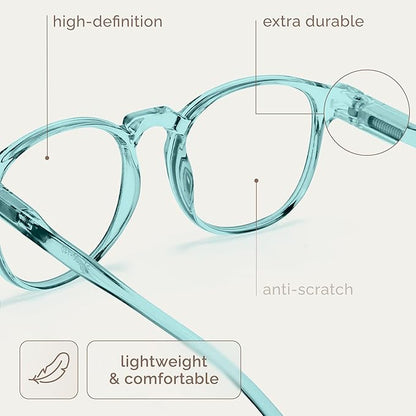 IBOANN Chic & Comfy Blue Light Glasses for Women - 3-Pack Round Frames, Screen-Ready Style with UV Protection Coating