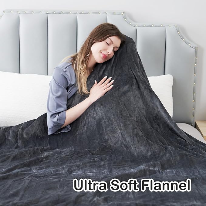 Electric Heated Blanket Full Size 72"x84",Fast Heating Throw, Soft Microplush for Bed & Couch, 10 Hours Auto Off & 5 Heating Levels, Machine Washable, Gifts for Grandma & Family-Mist Gray