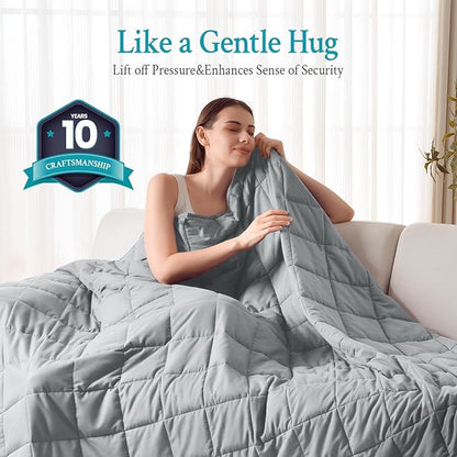 Topblan Weighted Blanket for Adults 25lbs, Breathable Big Weighted Blanket for Sleeping, Soft Heavy Microfiber Material with Glass Beads Blanket for All Season, Sofa Bed, 80"x87" King Size,Grey