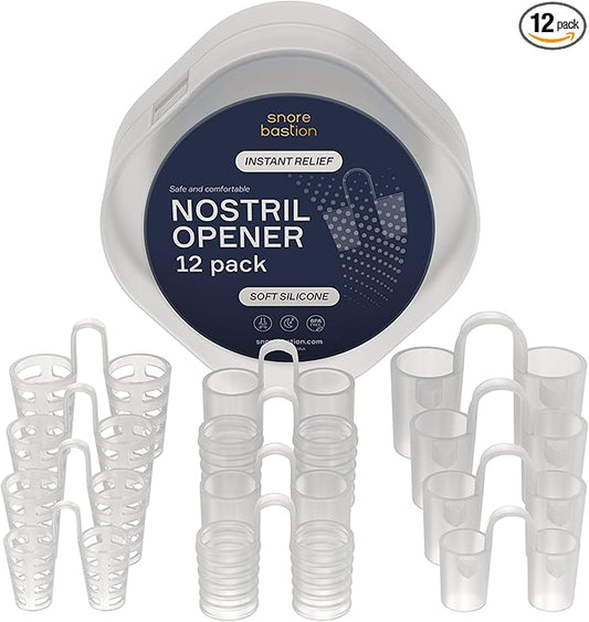 Nasal Dilators for Sleeping - 12 Nasal Cones for Breathing - Nostril Opener and Soft Silicone Nose Vents for Quiet Nights and Restful Sleep - Sinus Cones