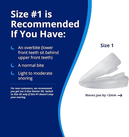 ZQuiet, Anti-Snoring Mouthpiece, Comfort Size #1, Single Refill, Clear, Made in USA, BPA-Free, Medical-Grade Material