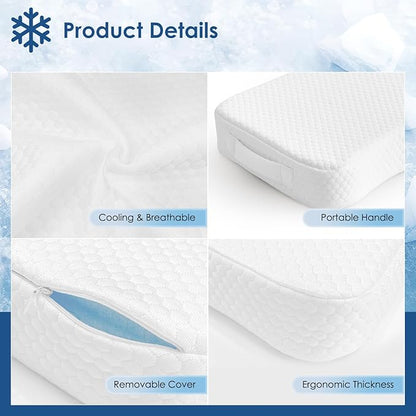 Cooling Leg Pillow for Side Sleepers 100% Cooling Fabric Knee Pillow for Side Sleeping, Leg Elevation Memory Foam Pillow for Hip/Back/Sciatica Pain Relief Helps Spine Alignment -13"x19" (Cooling, S)