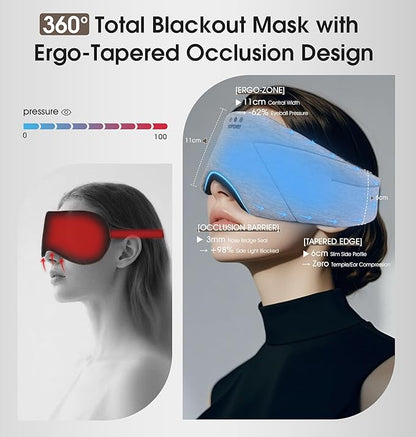 Sleep Mask with Headphones Bluetooth 5.4, TOPOINT Blackout Eye Mask for Sleeping Headphones Earphones with Soft Bamboo Cotton Cooling Breathable, HD Stereo Speaker for Side Sleepers Women Men Travel