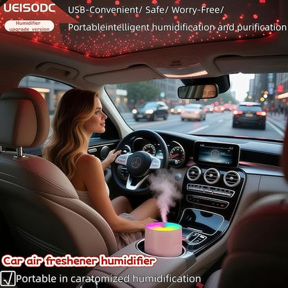 UEISODC bedroom humidifier, desktop USB humidifier, car air freshener, relieves tight skin, cough, nasal congestion, allergies and dry air，With automatic shutdown, silent operation