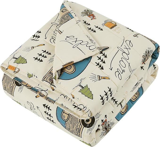 HOSUKKO Weighted Blanket - 7 lbs Ivory Forest Heavy Blanket - Breathable Blanket(41 * 60 inches, 7 lbs)