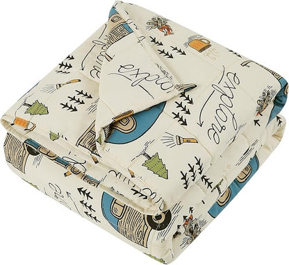 HOSUKKO Weighted Blanket - 3 lbs Ivory Forest Heavy Blanket - Small Size Breathable Blanket(20 * 30 inches, 3 lbs)