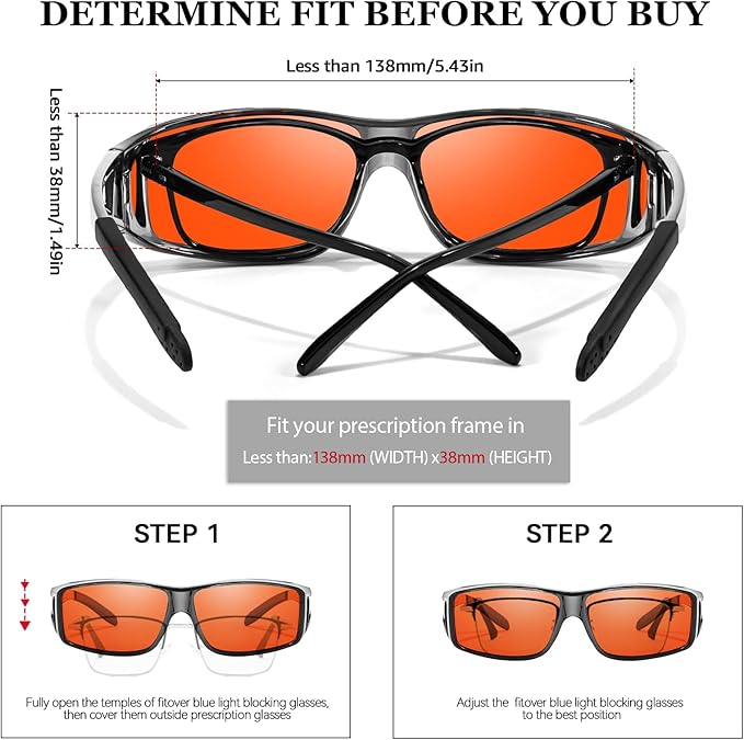 LVIOE Fit Over Blue Light Blocking Glasses and Computer Eyewear- Wear Over Prescription Glasses/Reading Glasses/RX Glasses