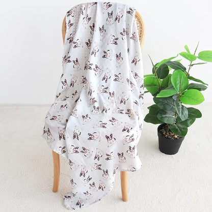 LifeTree Baby Swaddle Blankets Dog, Muslin Swaddle Blankets Boys Girls Swaddling Wrap Receiving Blanket for Newborn, 70% Viscose from Bamboo and 30% Cotton, Large 47" x 47", French Bulldog