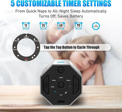 White Noise Machine, Gravity Sensing 8 Soothing Natural Sounds, Intelligent Collection of Environmental Noise, Small and Portable, Suitable for Adult Sleeping Machine