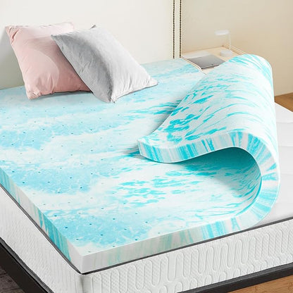 NEWBULIG 2 Inch Twin XL Memory Foam Mattress Topper, Gel Foam Mattress Topper for Pressure Relief, Ventilated Design Bed Topper in a Box, CertiPUR-US Certified