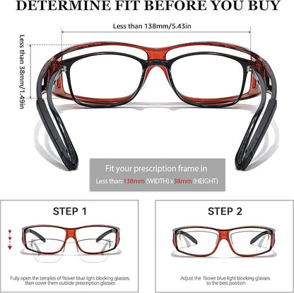 LVIOE Fit Over Blue Light Blocking Glasses and Computer Eyewear- Wear Over Prescription Glasses/Reading Glasses/RX Glasses