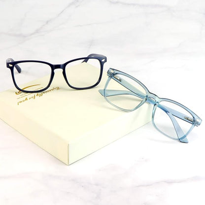 LifeArt 2 Pairs Blue Light Blocking Glasses with Spring Hinge, Anti Eyestrain, Computer Reading Glasses, Gaming Glasses, TV Glasses for Women Men, Anti UV, Anti Glare (Navy&Blue, No Magnification)