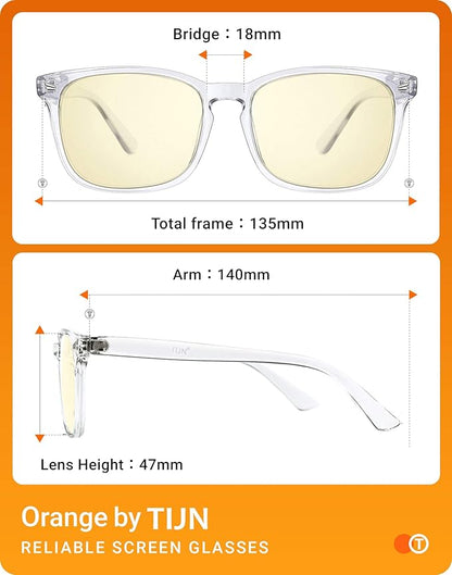 TIJN Gaming Glasses Blue Light Blocking Glasses for Women Men Nerd Eyeglasses Screen Fatigue Anti UV Glare (Transparent(Gaming Glasses))