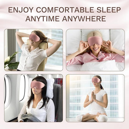 FlyCoco 99% Fully Block Out Light Eye Sleep Mask, 3D Deep Contoured Eyes Cover Zero Pressure, Long Lash Extension Eyes Mask with Adjustable Straps for Sleeping Travel Home Nap Rest Women Men (Rose)