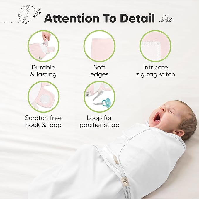 3-Pack Organic Baby Swaddle Sleep Sacks - Swaddles for Newborns, Infant 0-3 Months, Baby Girls, Boys, Soft & Snug Newborn Sleep Sack, Nursery Swaddling Blankets (Candy, OS)