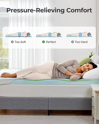 PERLECARE Medium Firm Mattress Topper Twin- 3 Inch Bamboo Memory Foam Mattress Topper for Pressure Relief, Twin Bed Topper Suitable for Side Sleepers and Back Sleepers, Removable & Washable