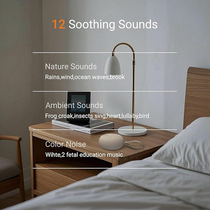 Portable Baby Sound Machine [White Noise for Babies Kids Adults][Timer Function][12 Soothing Sounds][Sleep Boombox] 15 Hours Battery Life, Travel,Registry,Gifts,Shower,Clips on Baby Stroller