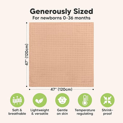 4-Pack Muslin Swaddle Blankets for Boys, Girls - Organic Baby Swaddles for Newborns, Soft & Breathable Receiving Baby Blankets for Girl, Boy, Neutral, Newborn Essentials Gift (Pine)