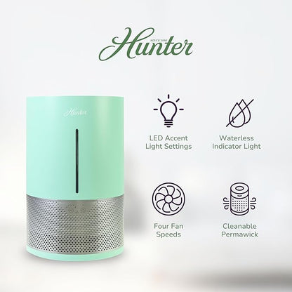 HHE150 Hunter Aspire 4.8L Evaporative Humidifier with PermaWick Filter (4.8L) - Remove Contaminants & White Dust for Clean Mist & Air – Medium Humidifier for Home, Bedroom, or Dorm - Aqua