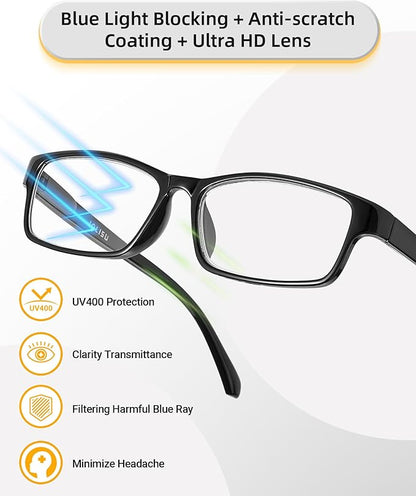 Reading Glasses for Women, 5 Pack Blue Light Blocking Readers, Lightweight Eyeglasses with Spring Hinge