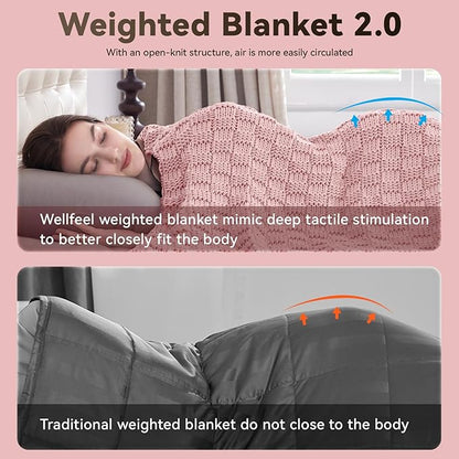 Knitted Weighted Blanket for Adult, No Beads Heavy Blanket 48” x 72'' 12lbs, Breathable Chunky Knit Blanket, Cooling Weighted Blanket for Hot Sleepers, Christmas Home Decor (HoneyPink)