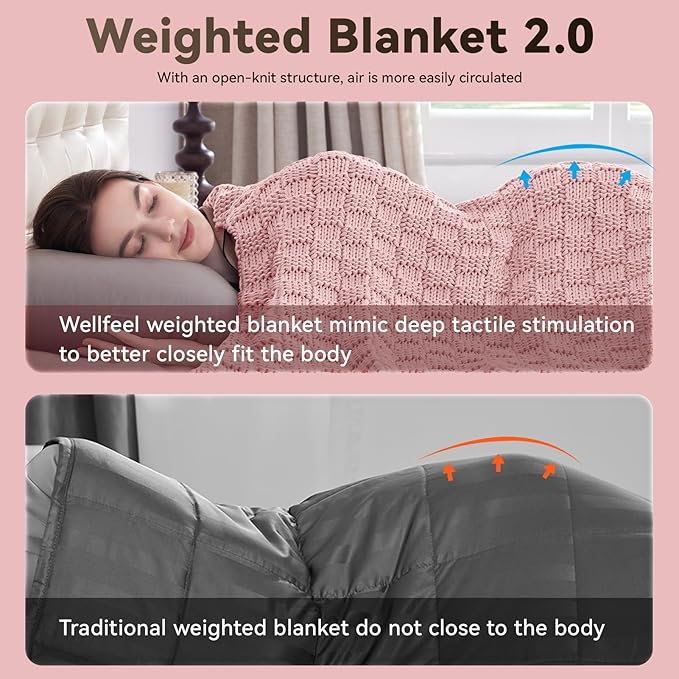 Knitted Weighted Blanket Adult, No Beads Heavy Blanket 60” x 80'' 17lbs, Breathable Chunky Knit Blanket, Cooling Weighted Blanket for Hot Sleepers, Christmas Home Decor (HoneyPink)