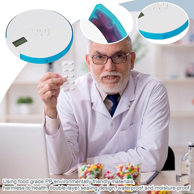 Pill Box with Alarm – 7-Day Automatic Pill Dispenser, Consistent Timed Pill Organizer | Up to 4 Daily Alarms, Compact Tablet Storage Box, Easy to Use Reminder System Ideal for Medication Management