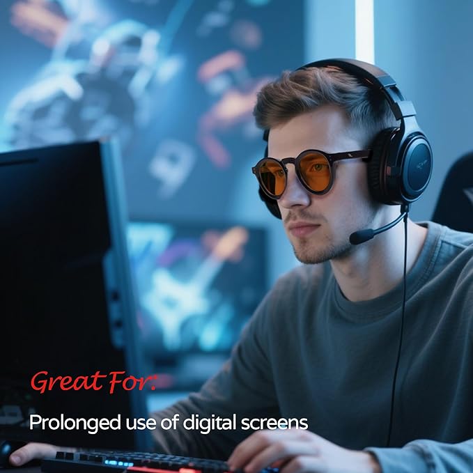 Sleep Blue Light Blocking Glasses for Men and Women, Computer Gaming Glasses Anti Eyestrain & UV Glare