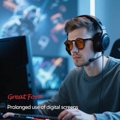 Sleep Blue Light Blocking Glasses for Men and Women, Computer Gaming Glasses Anti Eyestrain & UV Glare