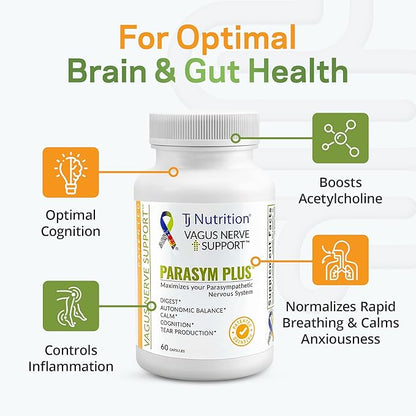 Parasym Plus Vagus Nerve Support, Patented Digestive Nutritional Supplements, Energy Booster for Men and Women, Memory Supplement for Brain, Gentle Immune System Support, 60 Capsules