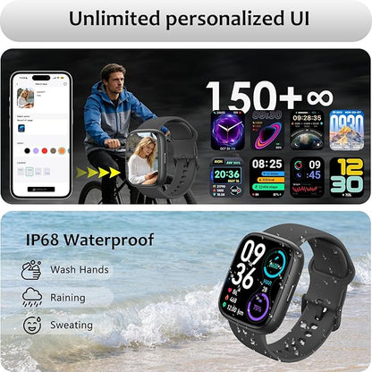 Smart Watch (Answer/Make Call) for iPhone&Android, 1.83" Smartwatches with Sleep Monitor Heart Rate Activity Tracking, IP68 Waterproof, Fitness Tracker 100+Sport, Reloj Inteligente 30 Day+Battery Life