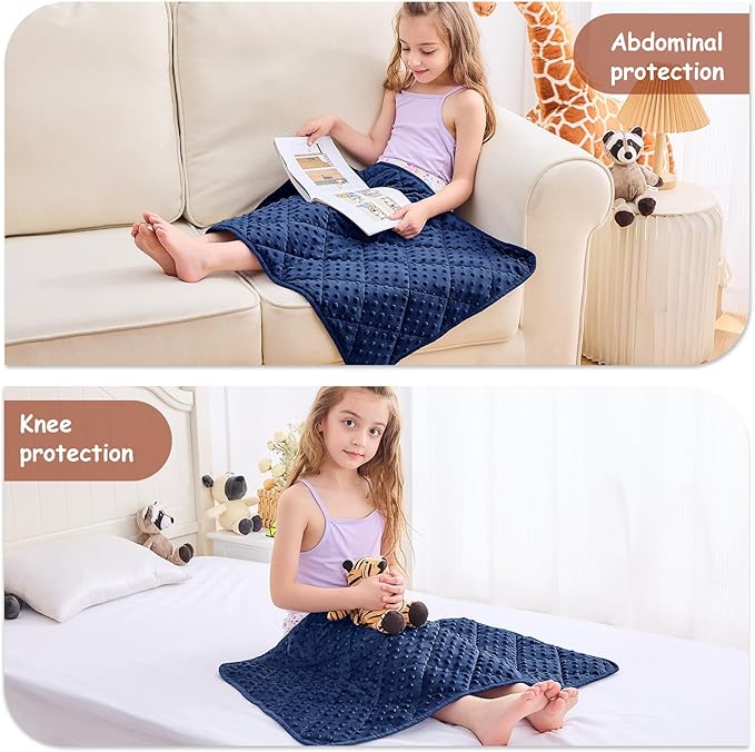 yescool Weighted Lap Pad 2 lb Blue Small Lap Blanket, Weighted Lap Blanket Cooling Heating Weighted Throw Blankets, Minky Blankets Gifts for Travel Outdoor Indoor, 20 * 30in