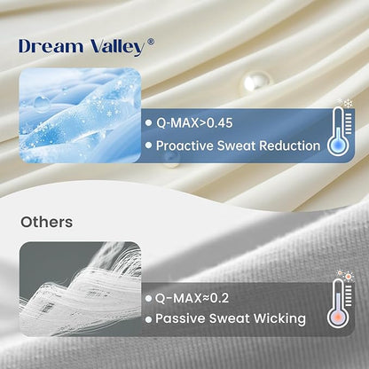 Dream Valley Outlast® King Cooling Comforter, NASA-Grade Instant Cooling Blanket for Hot Sleepers, Luxurious Comforter for All Season, Ivory, 106"x90"
