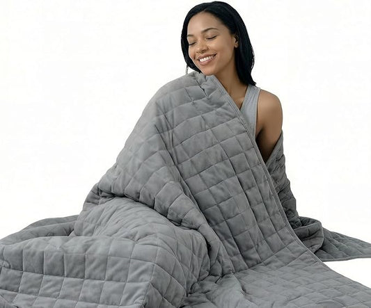 Smart Queen Weighted Blanket for Adults (Queen Size 60x80,15lbs) Large Soft Heavy Blanket Machine Washable for Fall, Bedding &Napping with Soft Cotton (60x80 | 15lbs Grey)